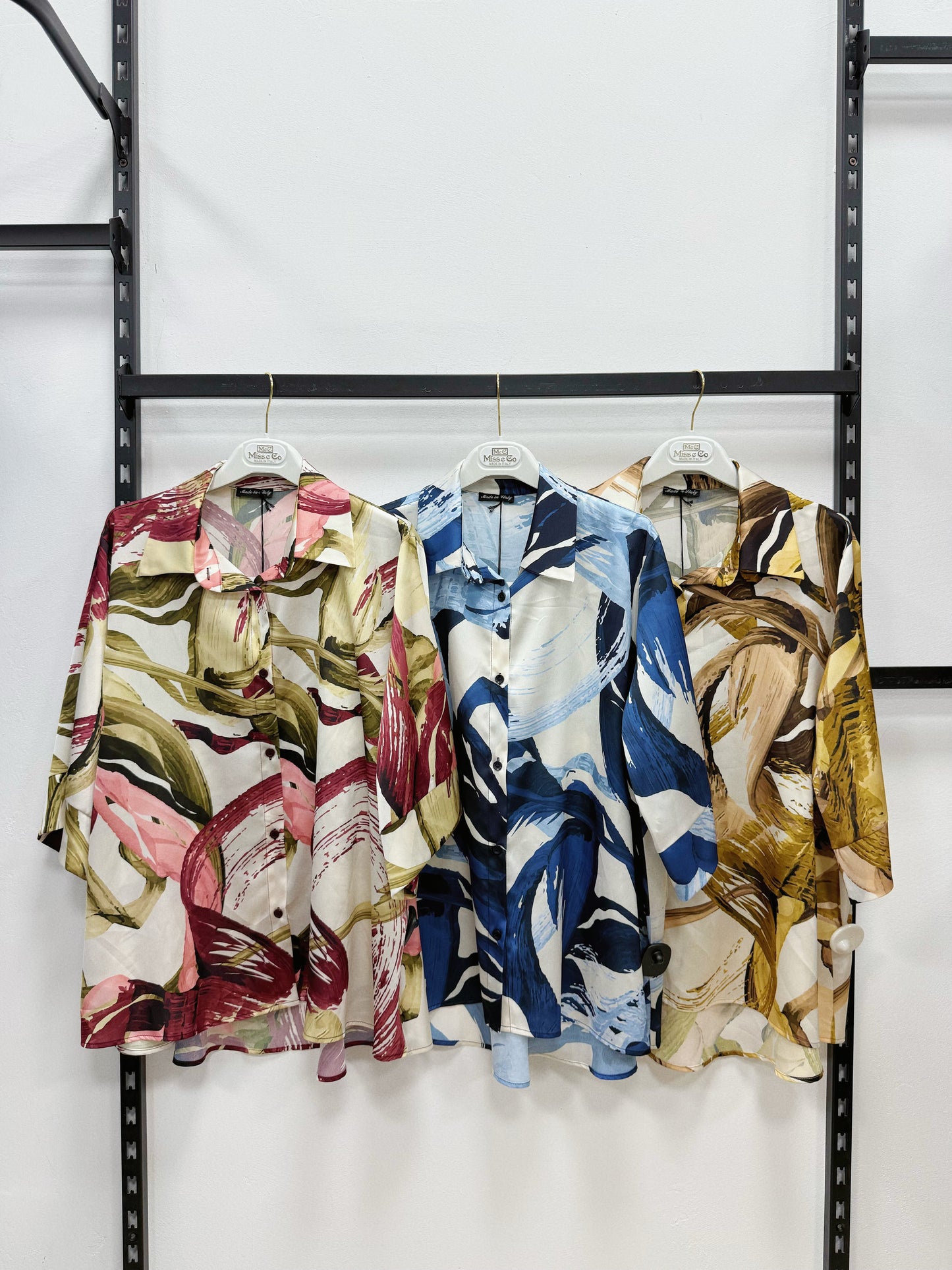 CAMICIA DI RASO A FANTASIA A MEZZE MANICHE TAGLIA CURVY
