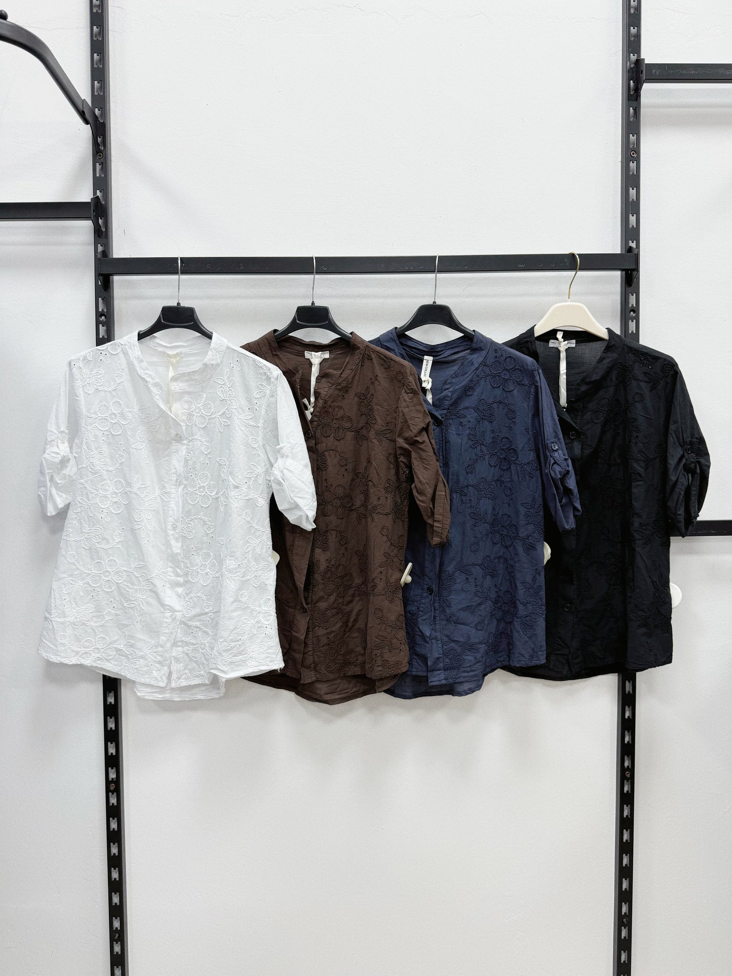 CAMICIA A MANICHE CORTE A PIZZO SANGALLO