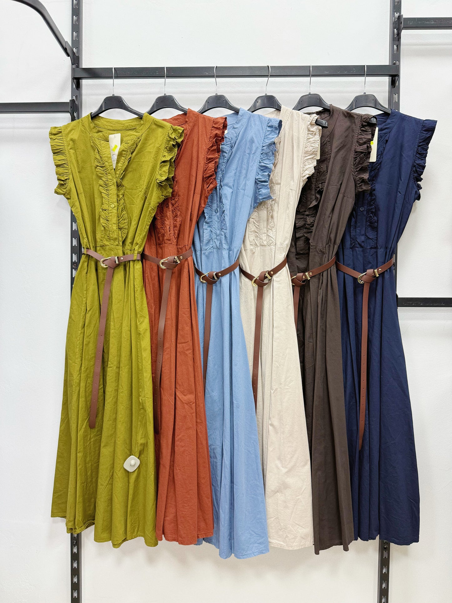 VESTITO LUNGO 100% DI COTONE CON CINTURA