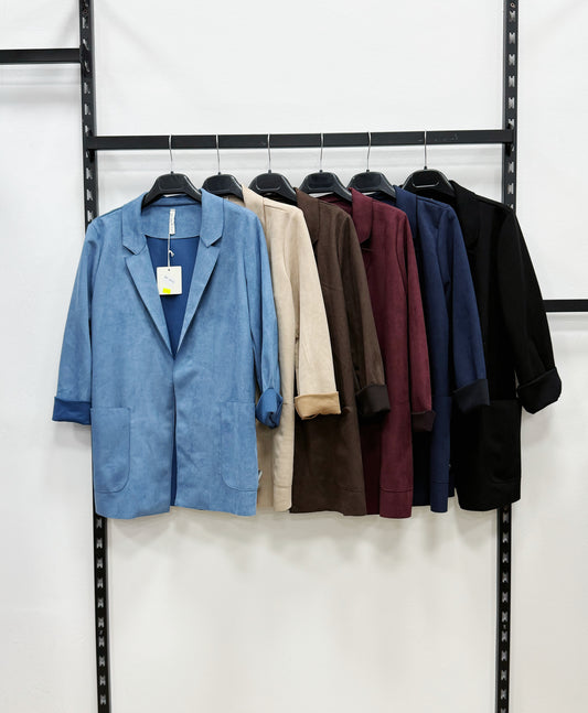 CARDIGAN IN CAMOSCIO CON TASCHE