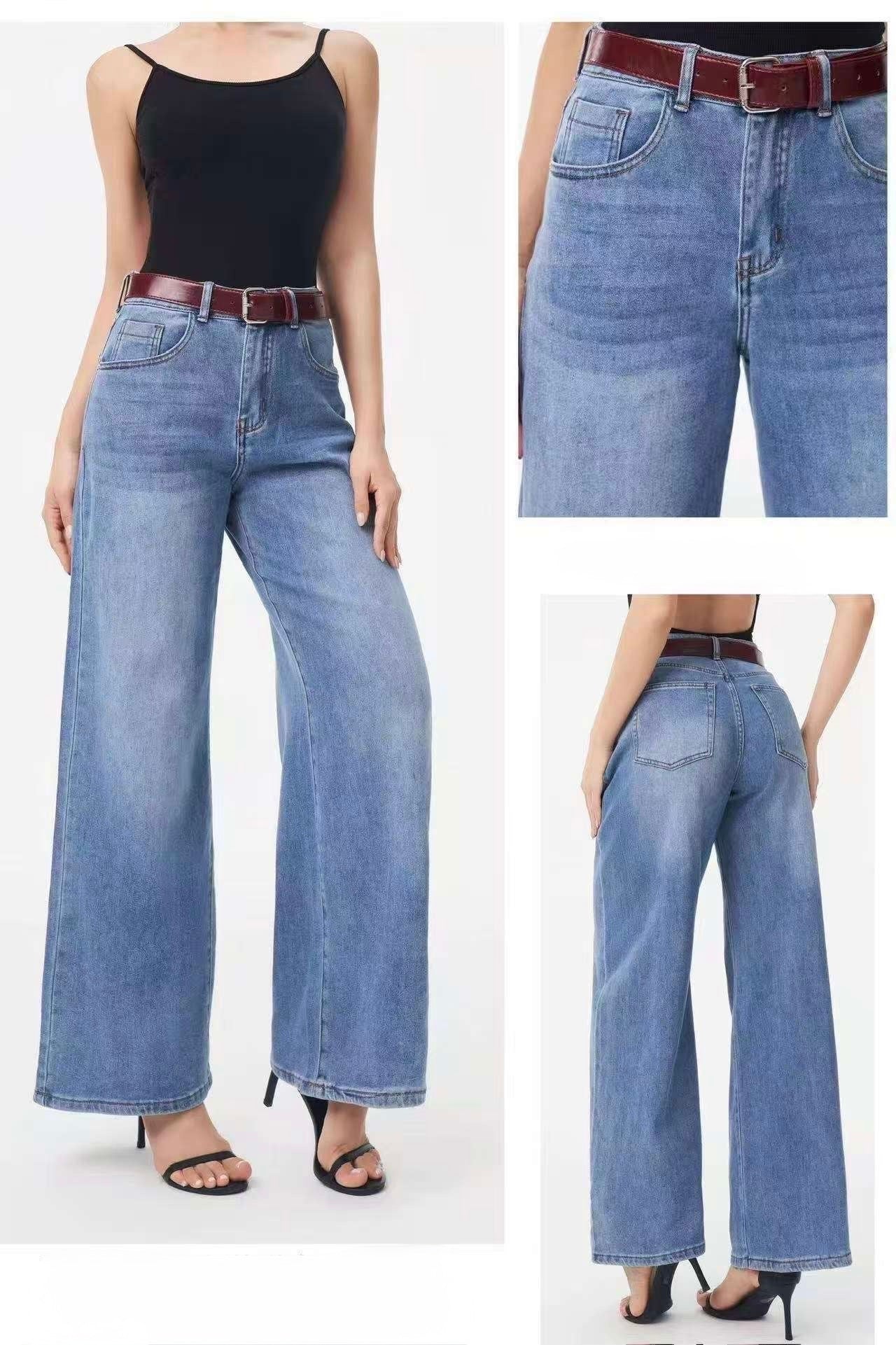 JEANS A PALAZZO CON CINTURA