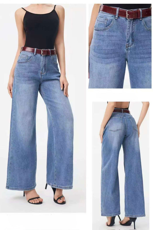 JEANS A PALAZZO CON CINTURA