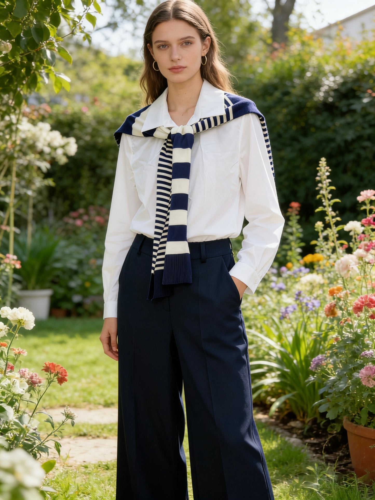 CAMICIA OVERSIZE CON PONCHO A RIGHE DI VISCOSA