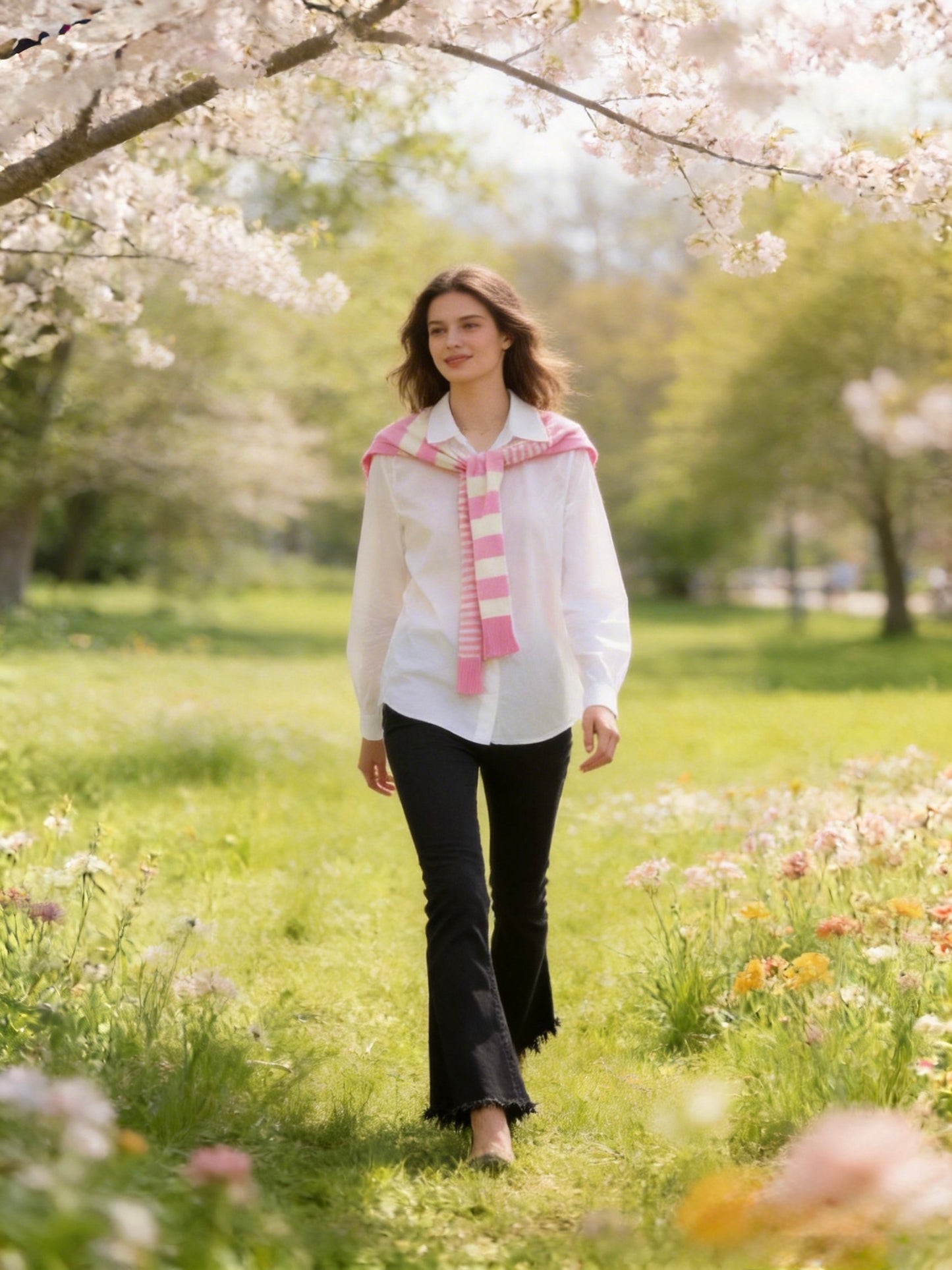 CAMICIA OVERSIZE CON PONCHO A RIGHE DI VISCOSA