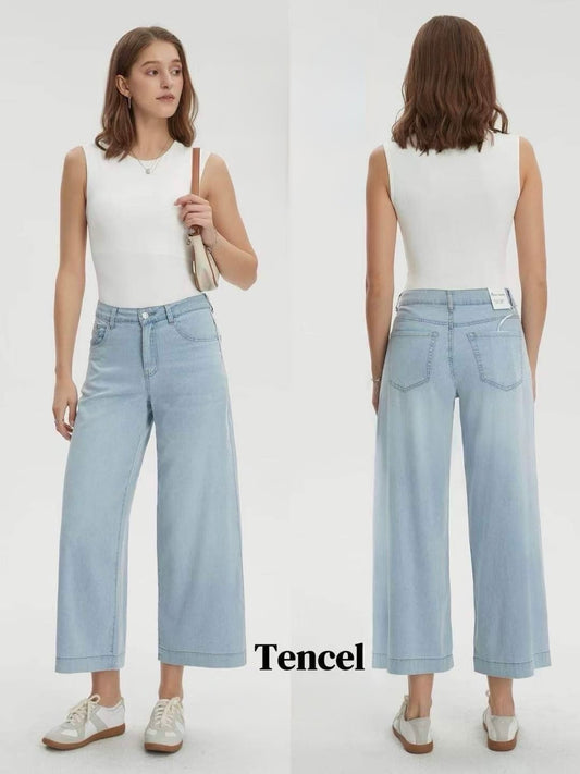 JEANS DI TENCEL A WIDE LEG ALLA CAVIGLIA