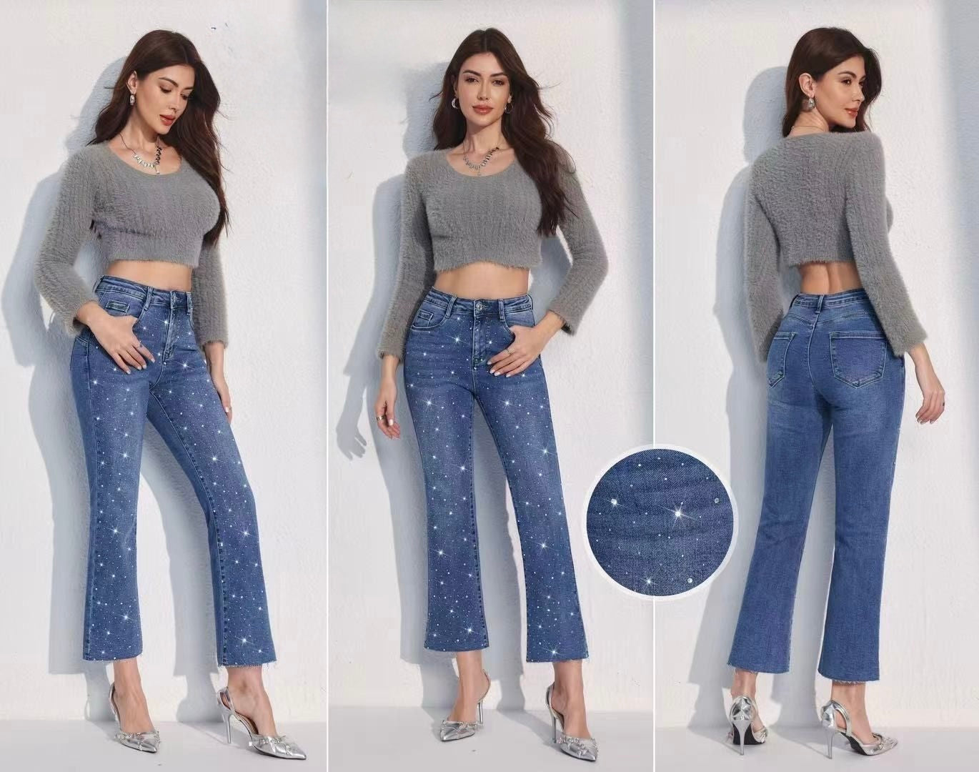 JEANS A TROMBETTA CON BRILLANTINI