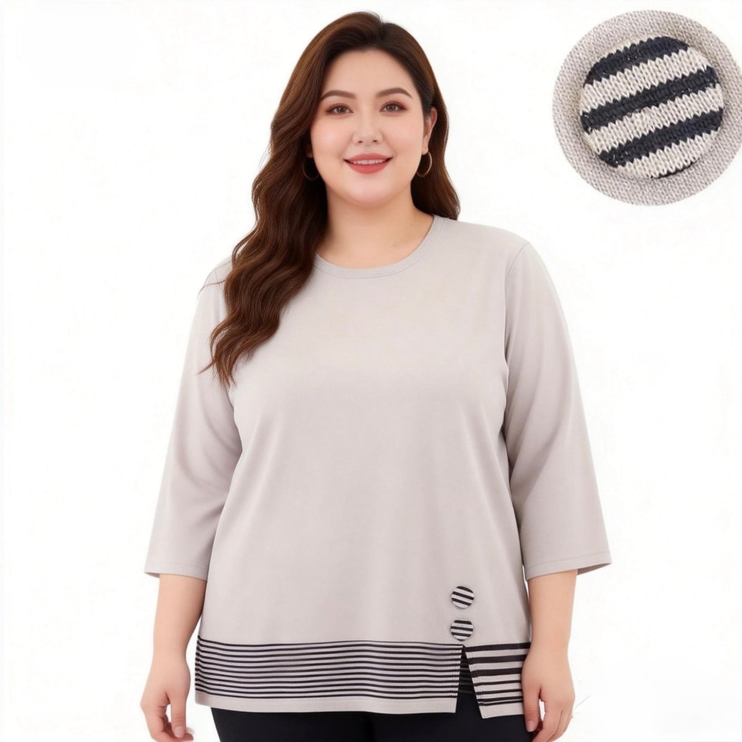 MAGLIETTA DI VISCOSA A STRISCE IN LUREX A MANICHE 3/4