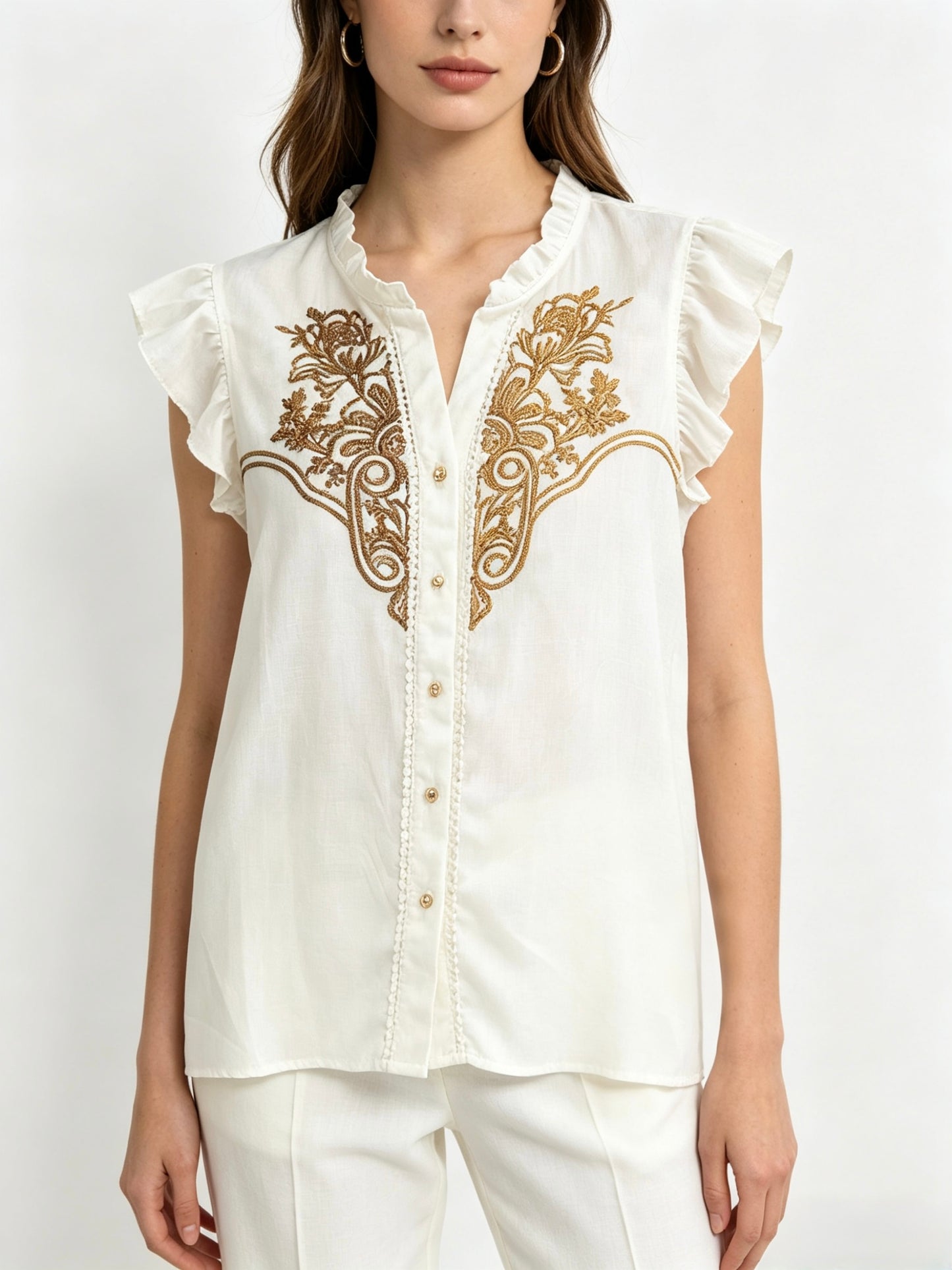 CAMICIA SMANICATE CON RICAMATO