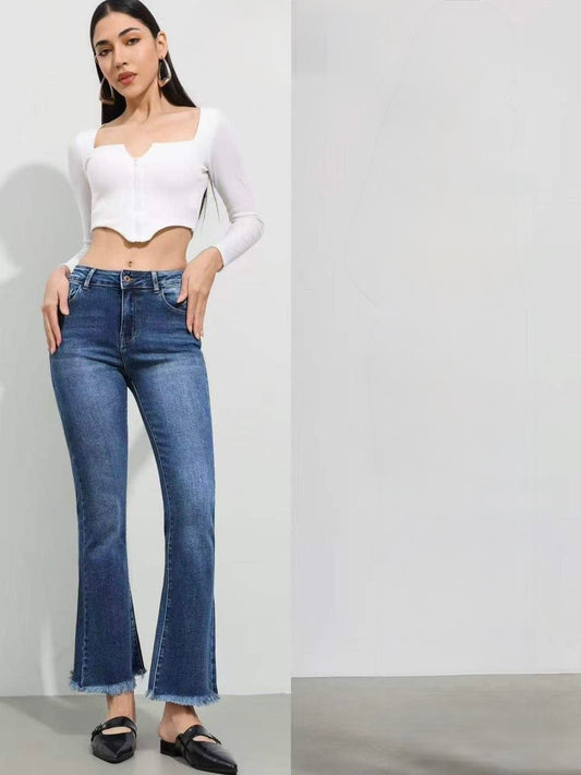 JEANS A TROMBETTA SFRANGIATA ELASTICIZZATA TAGLIA CURVY