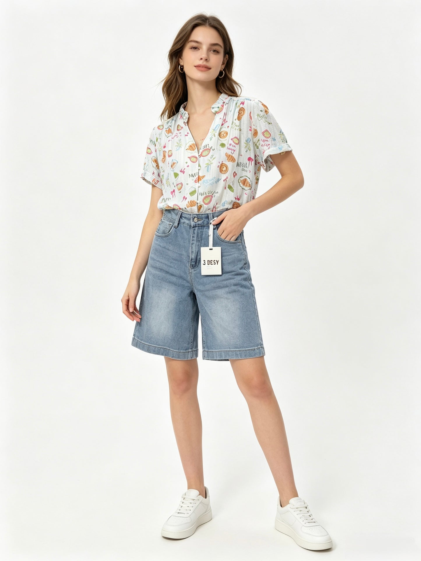 BERMUDA DI JEANS LAVAGGIO BLU ELASTICIZZATO
