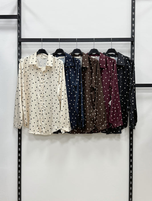 CAMICIA A MANICHE LUNGHE A POIS
