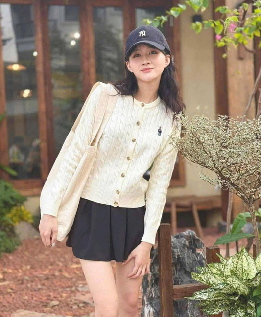 CARDIGAN A TRECCIA CON ORSETTO