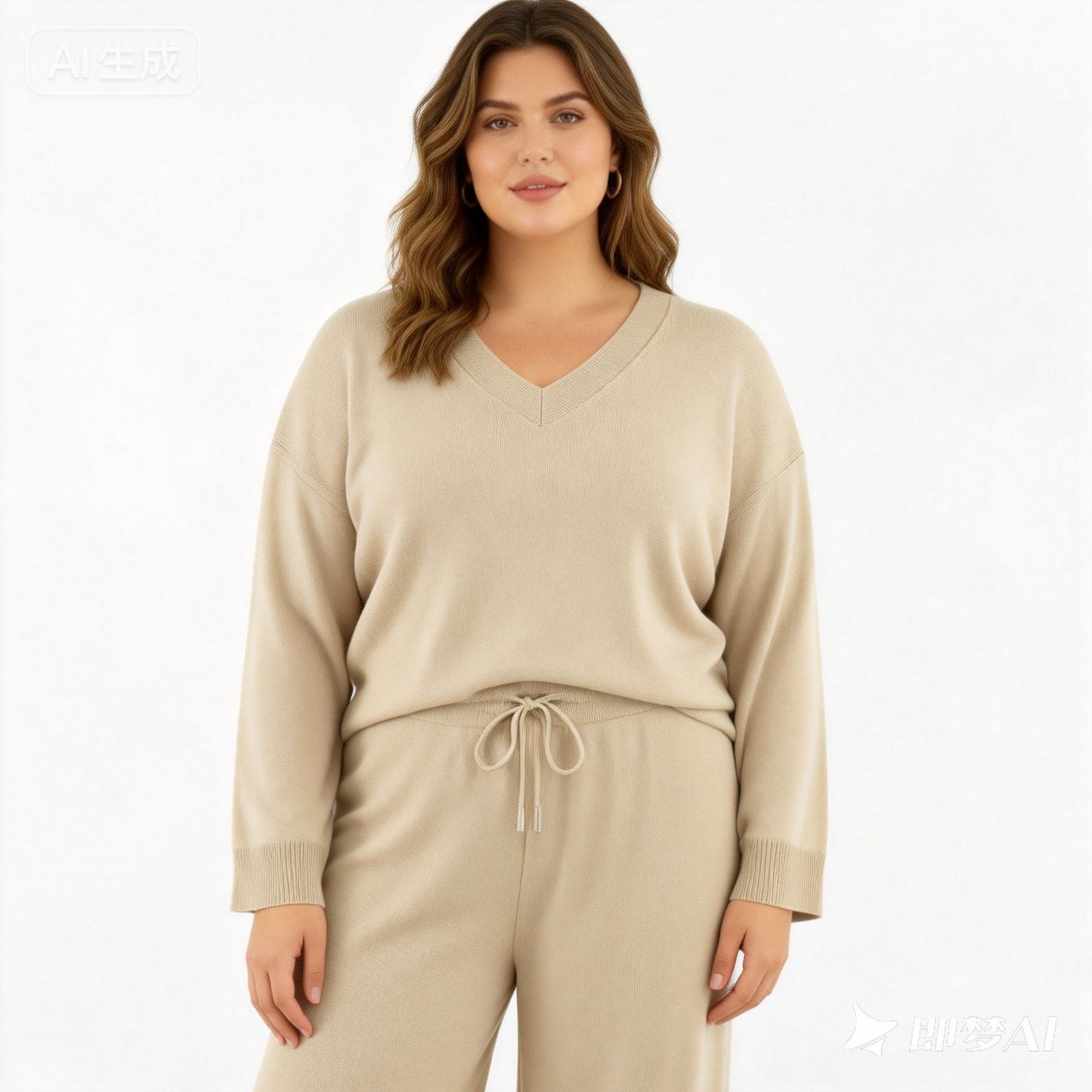 SET VIACOSA MAGLIETTA A SCOLLO V A MANICHE LUNGHE A STRISCE IN LUREX E PANTALONE A GAMBE LARGHE E DRITTA