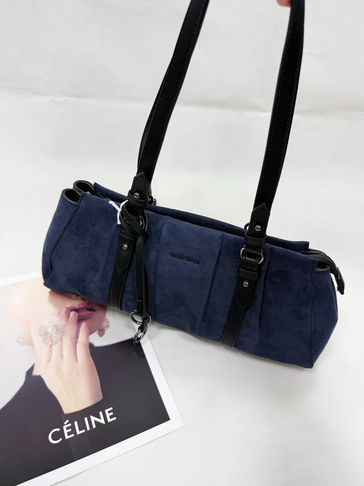 BORSA ENRICO COVERI SCAMOSCIATA A MANIGLIE LUNGHE