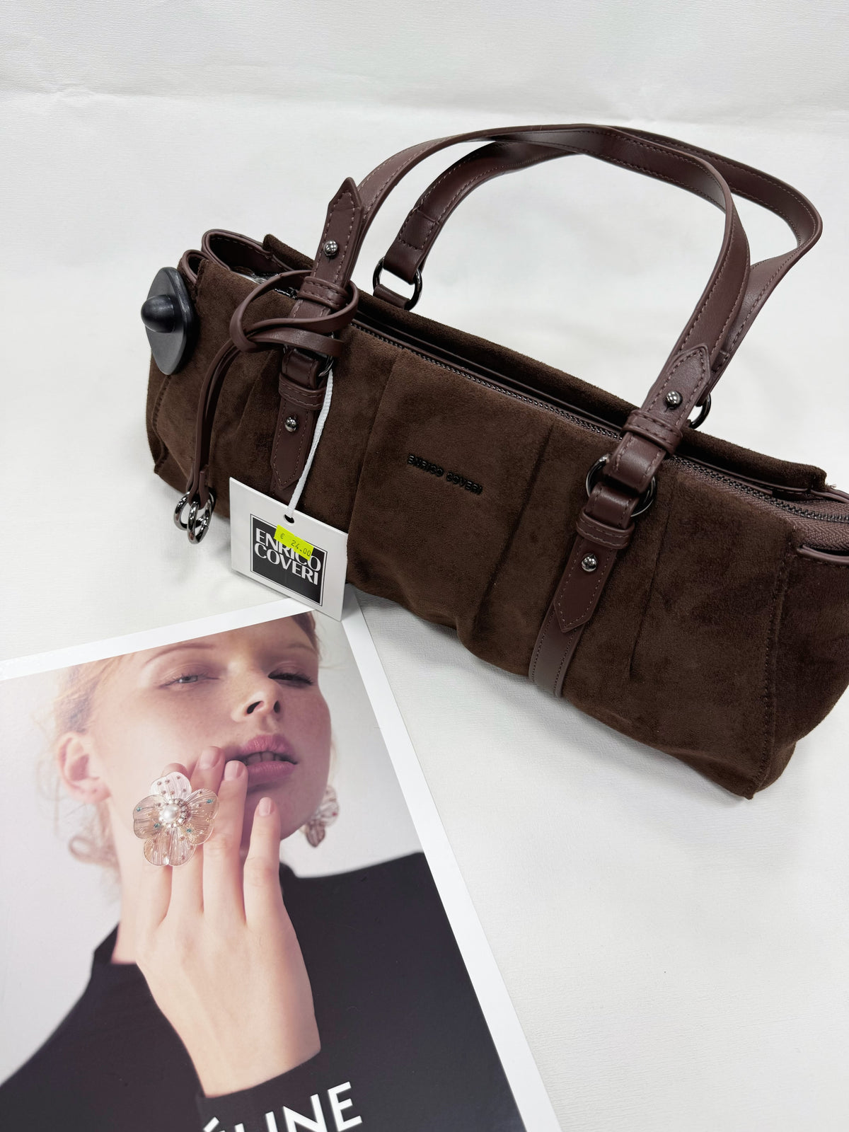 BORSA ENRICO COVERI SCAMOSCIATA A MANIGLIE LUNGHE