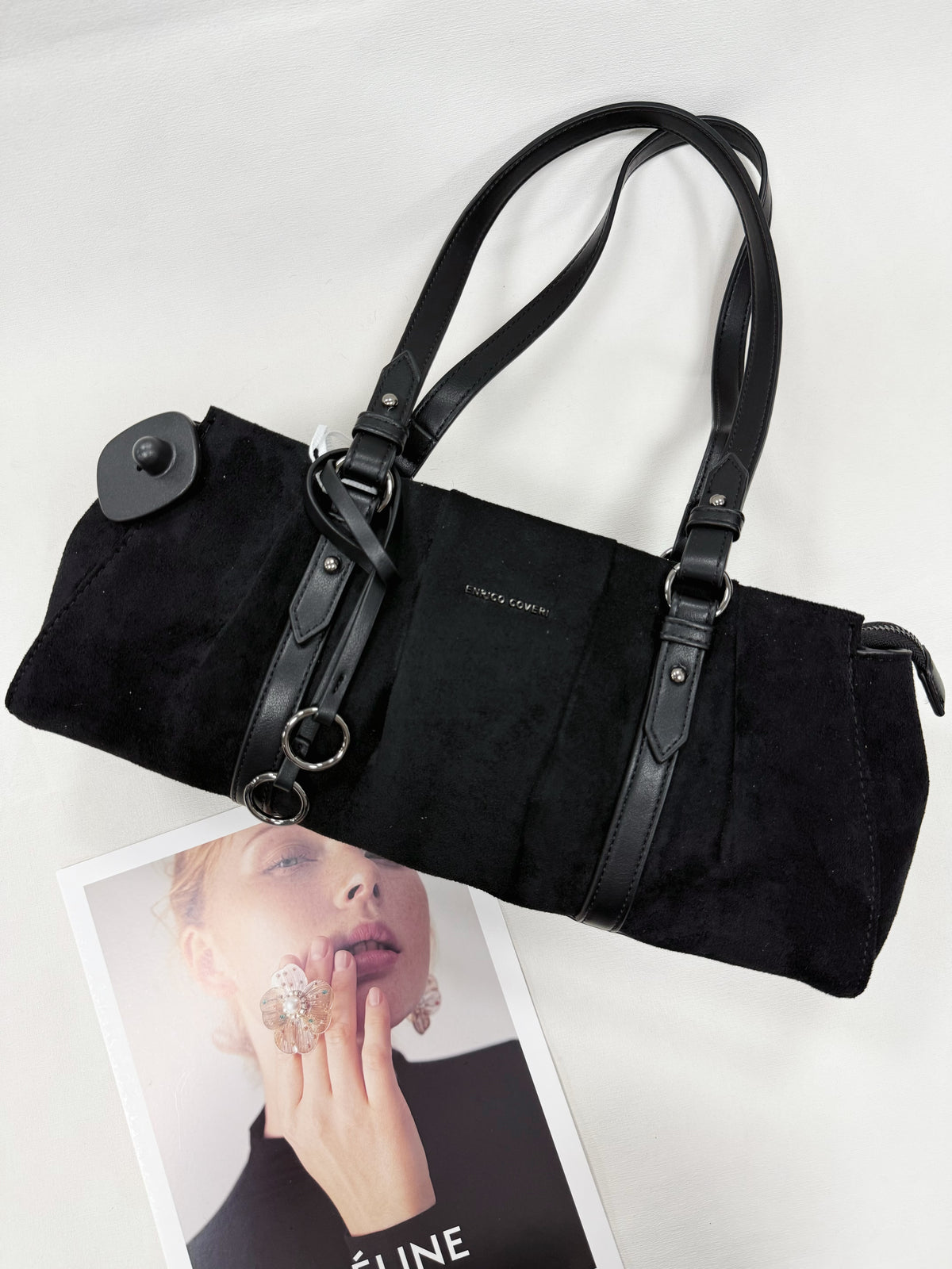 BORSA ENRICO COVERI SCAMOSCIATA A MANIGLIE LUNGHE