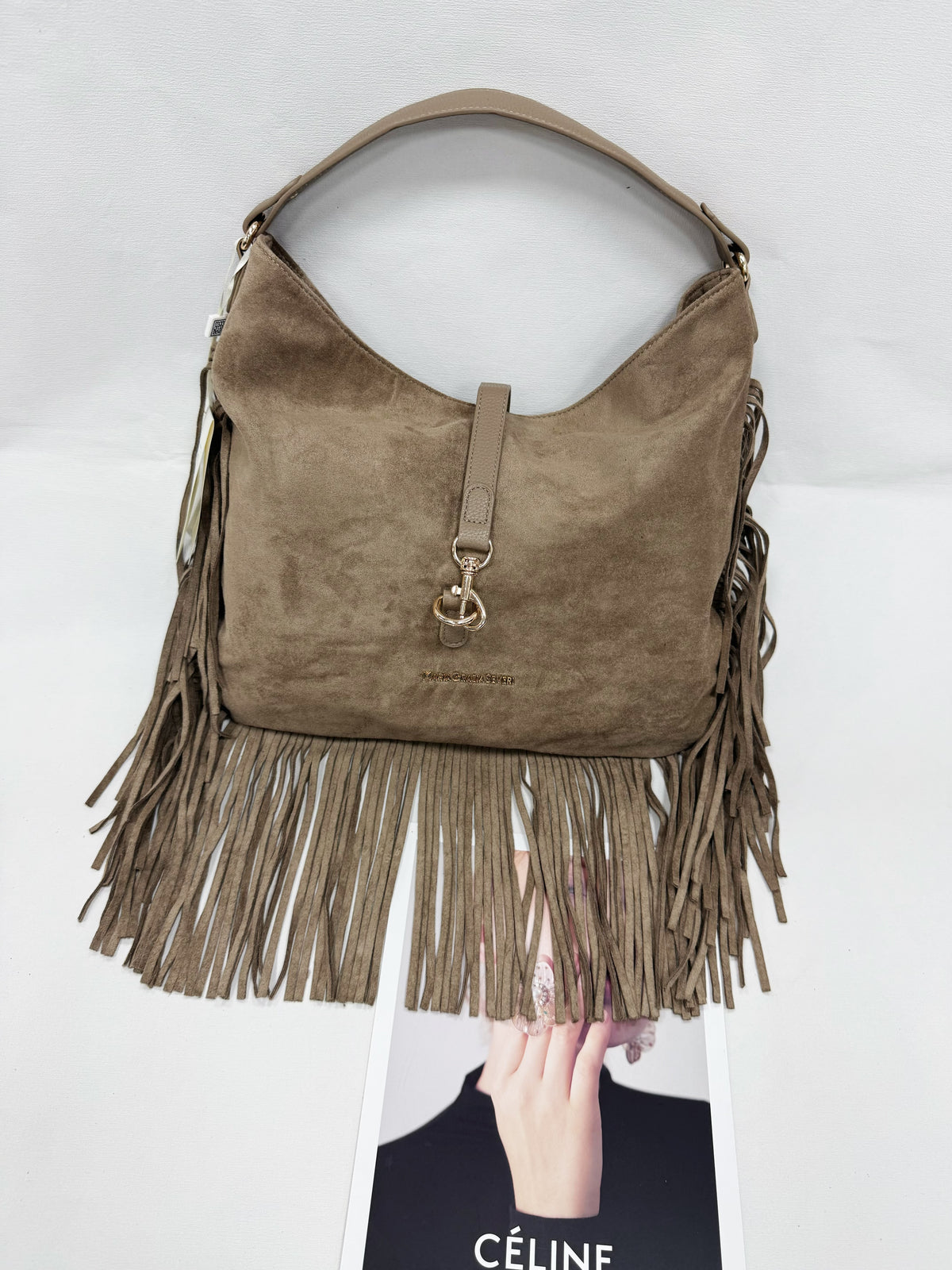 BORSA SCAMOSCIATA CON FRANGE