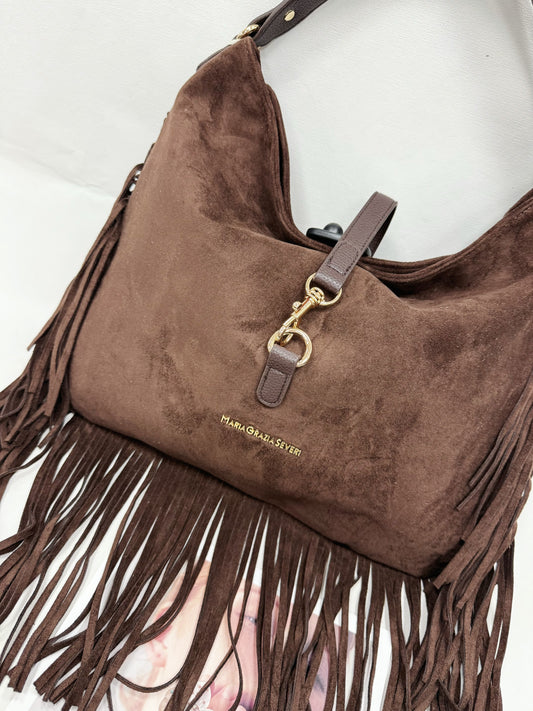 BORSA SCAMOSCIATA CON FRANGE