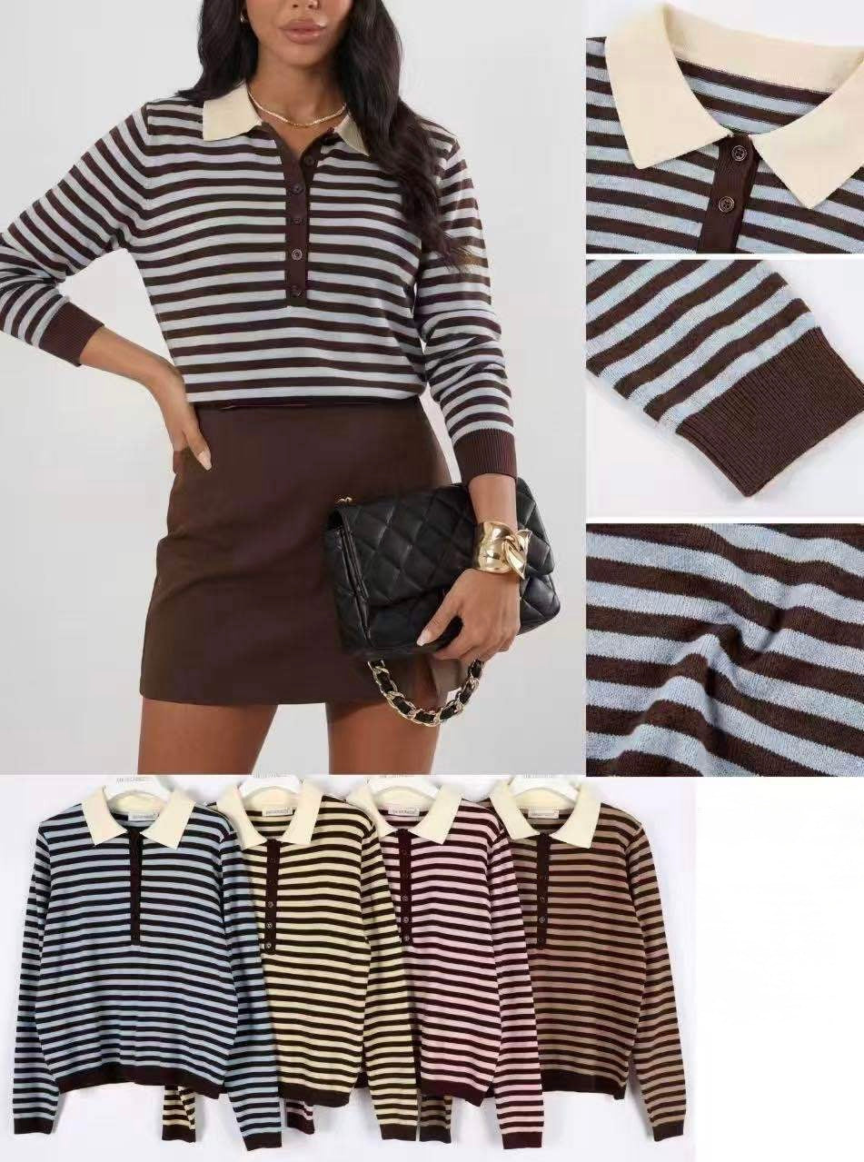 MAGLIONE A POLO A RIGHE