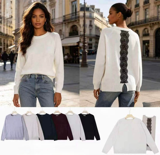 MAGLIONE INDIETRO CON DISEGNI DI PIZZO