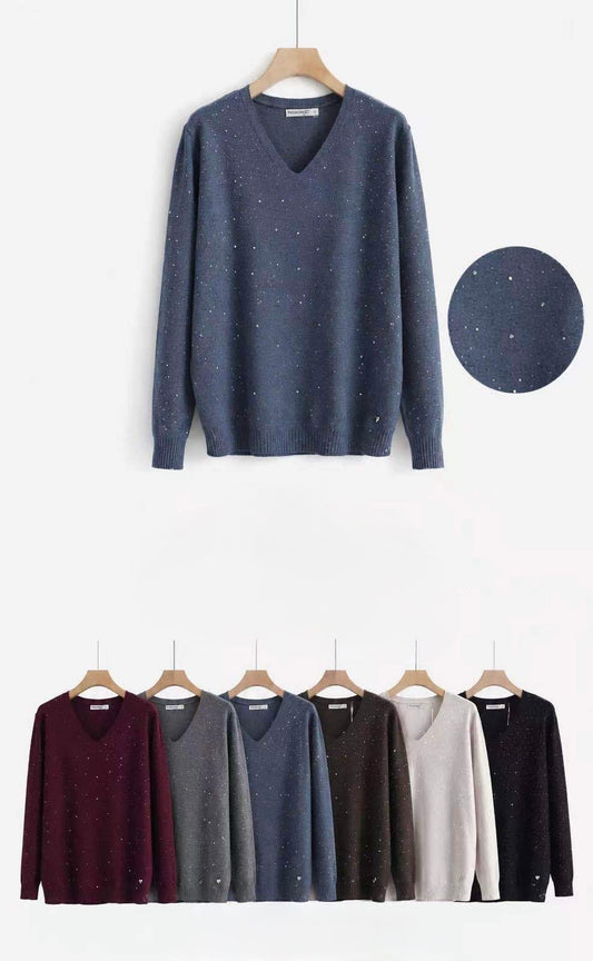 MAGLIONE SCOLLO V CON PAILLETTES